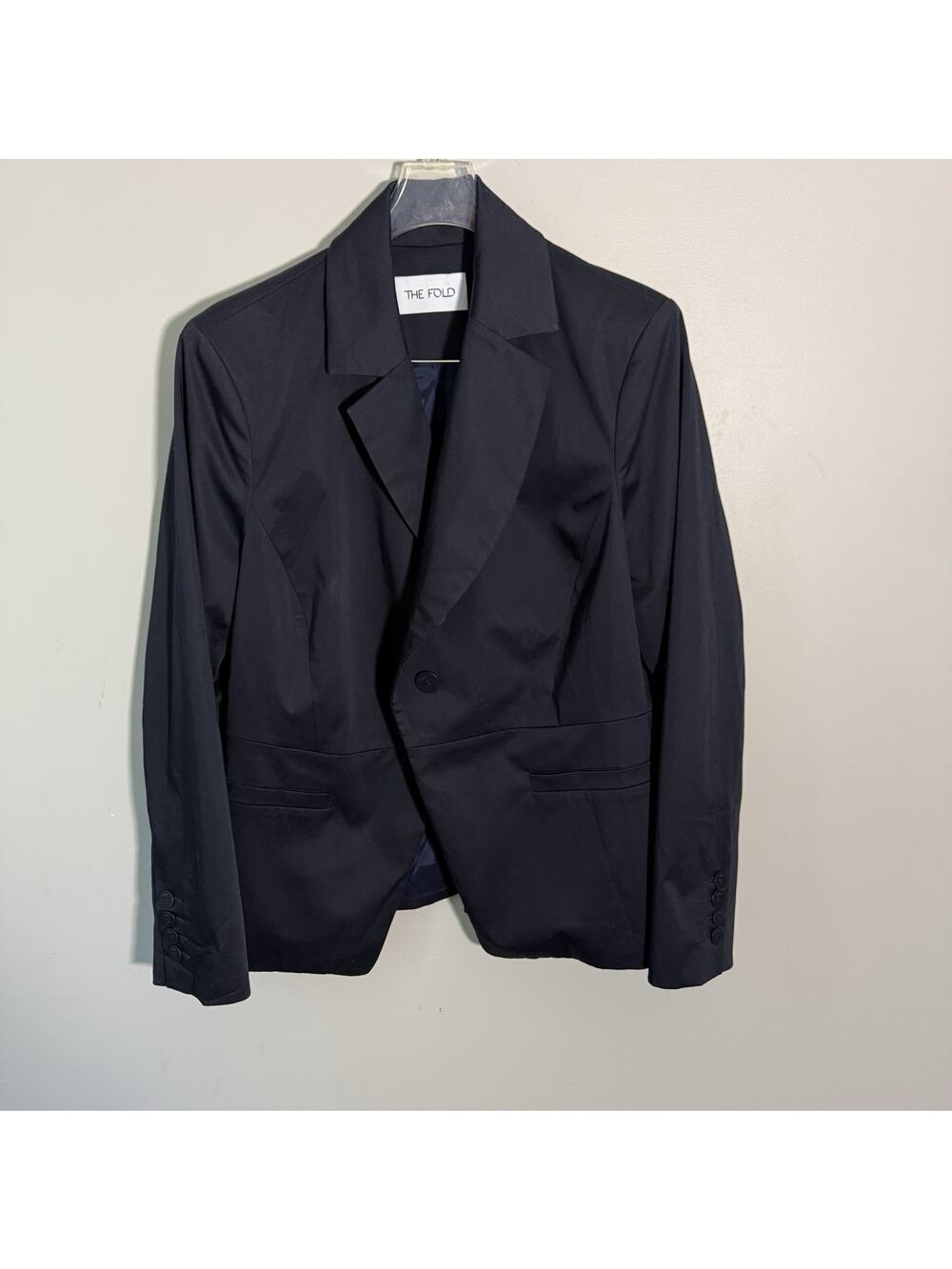 The Fold Jacket Womens Size UK 16 US 12 Navy Blazer Formal Work Career Office